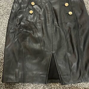 House of CB Black Leather Skirt